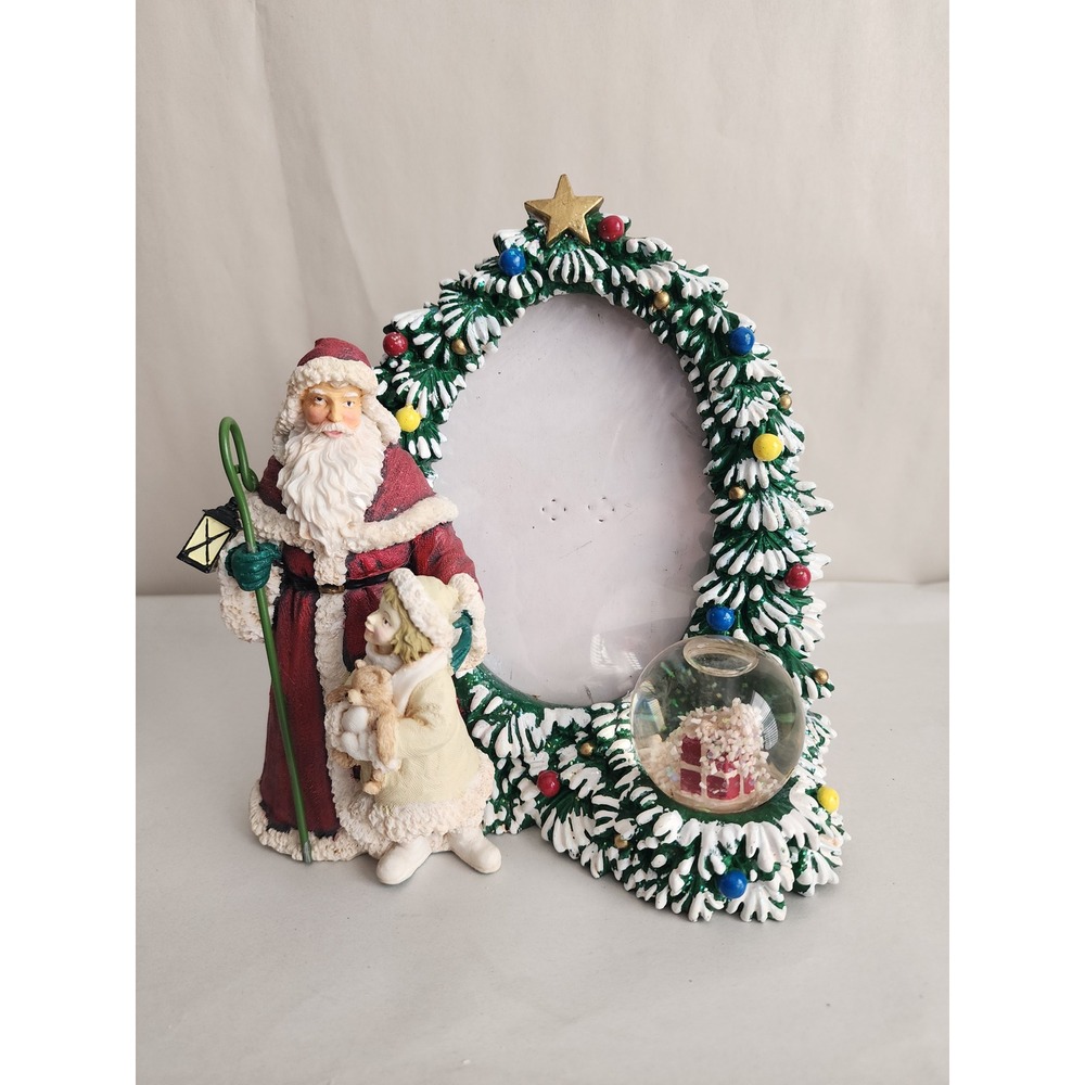 Sterling Inc Christmas Santa Snow Globe Picture Frame Resin Holiday Decor